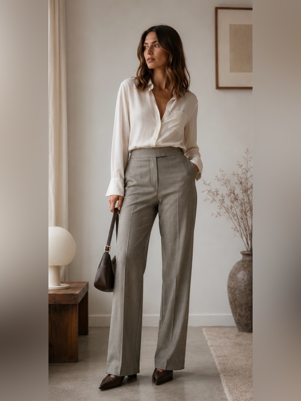 MaxMara Wool Silk Tailored Straight Leg Trousers Made in Italy Size US 6